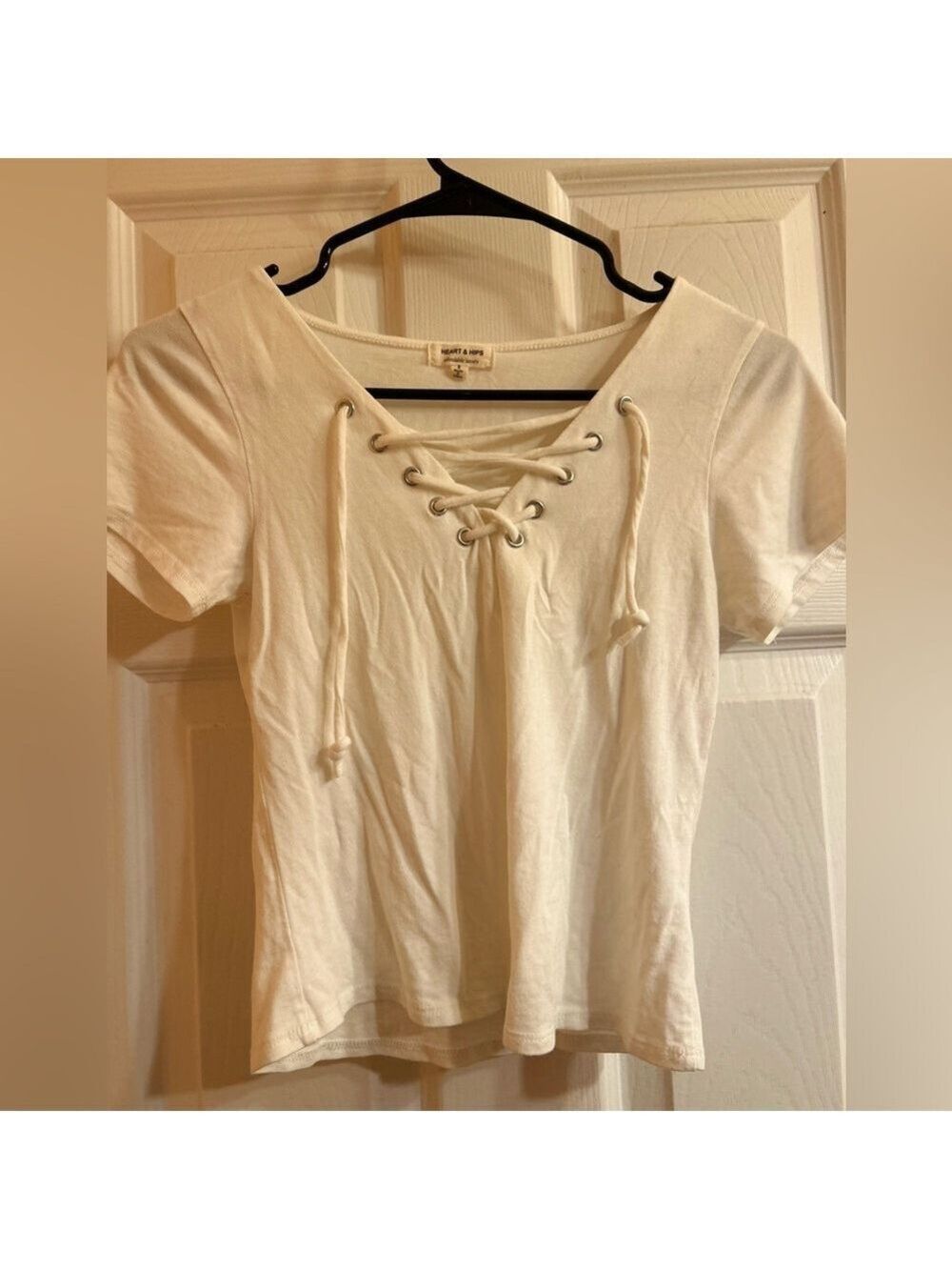 Women's White Lace-Up Top